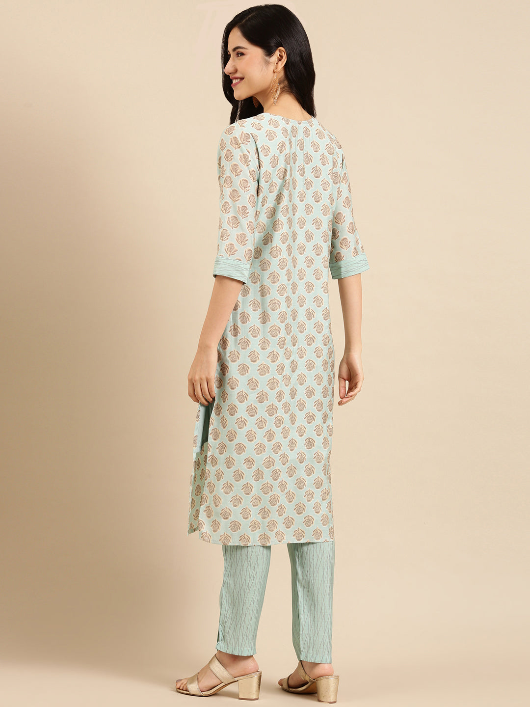 Women's Blue Printed  Kurta Set