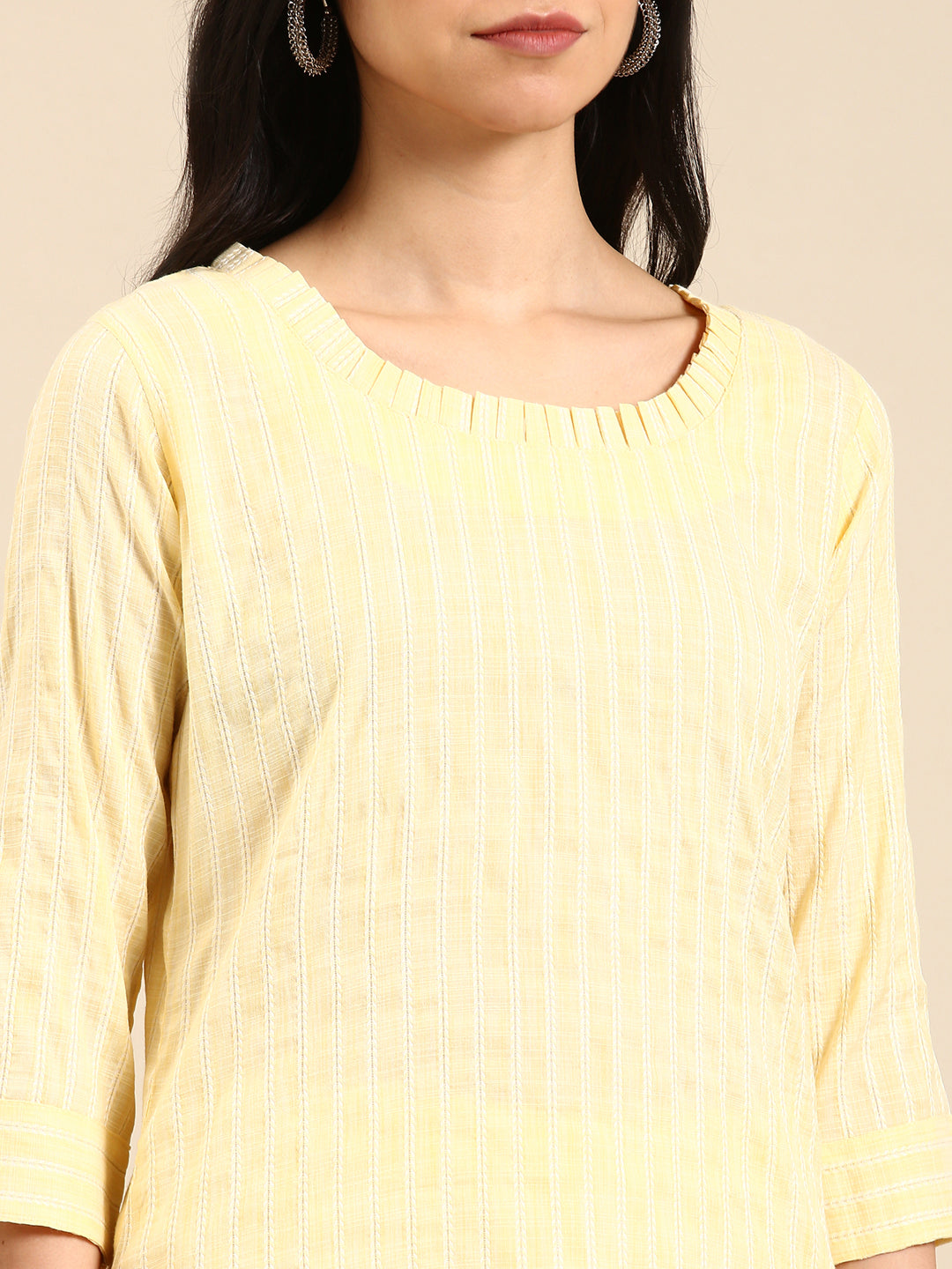 Women's Yellow Solid Kurta Set