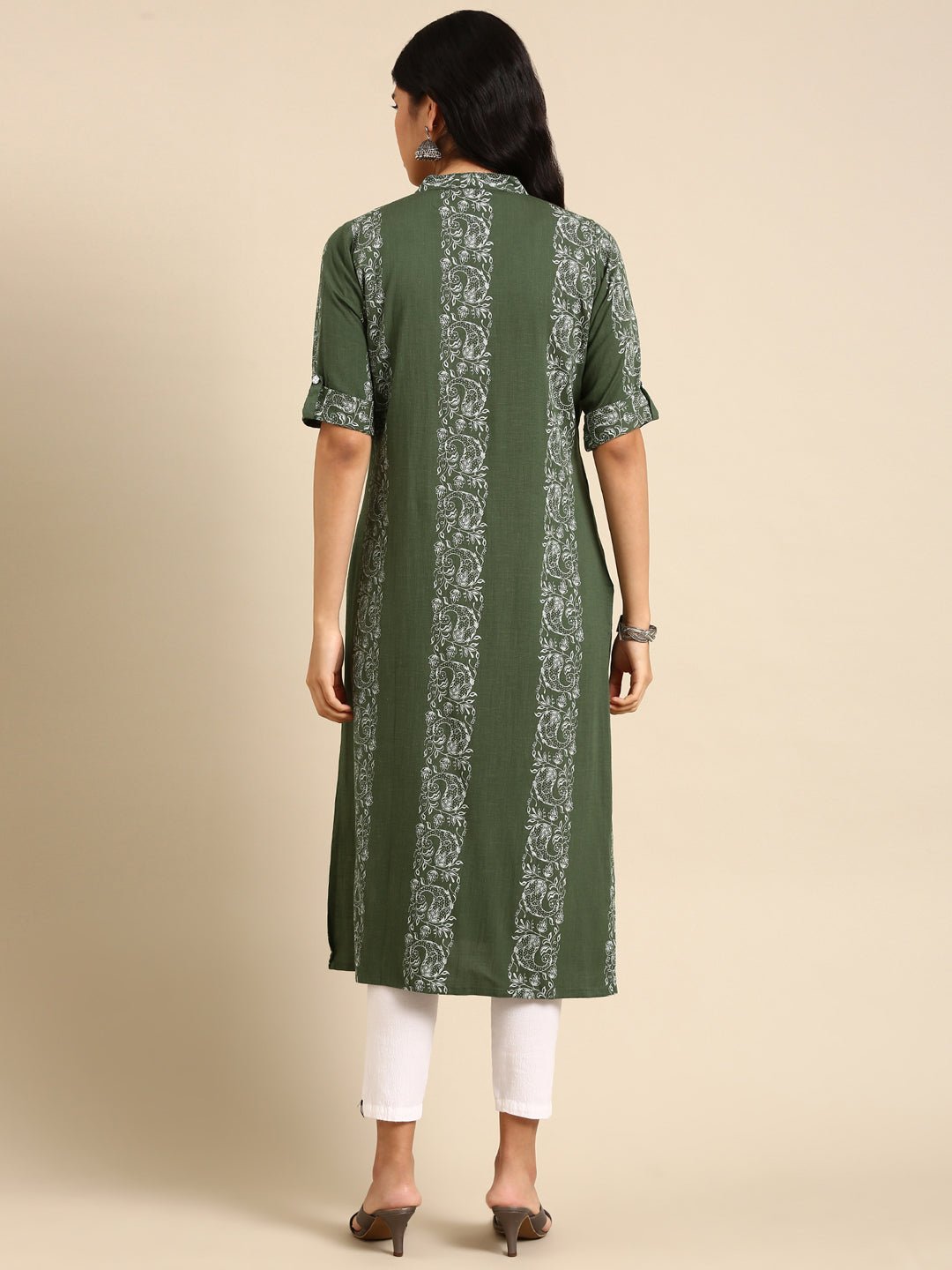 Women's Green Printed Straight Kurta