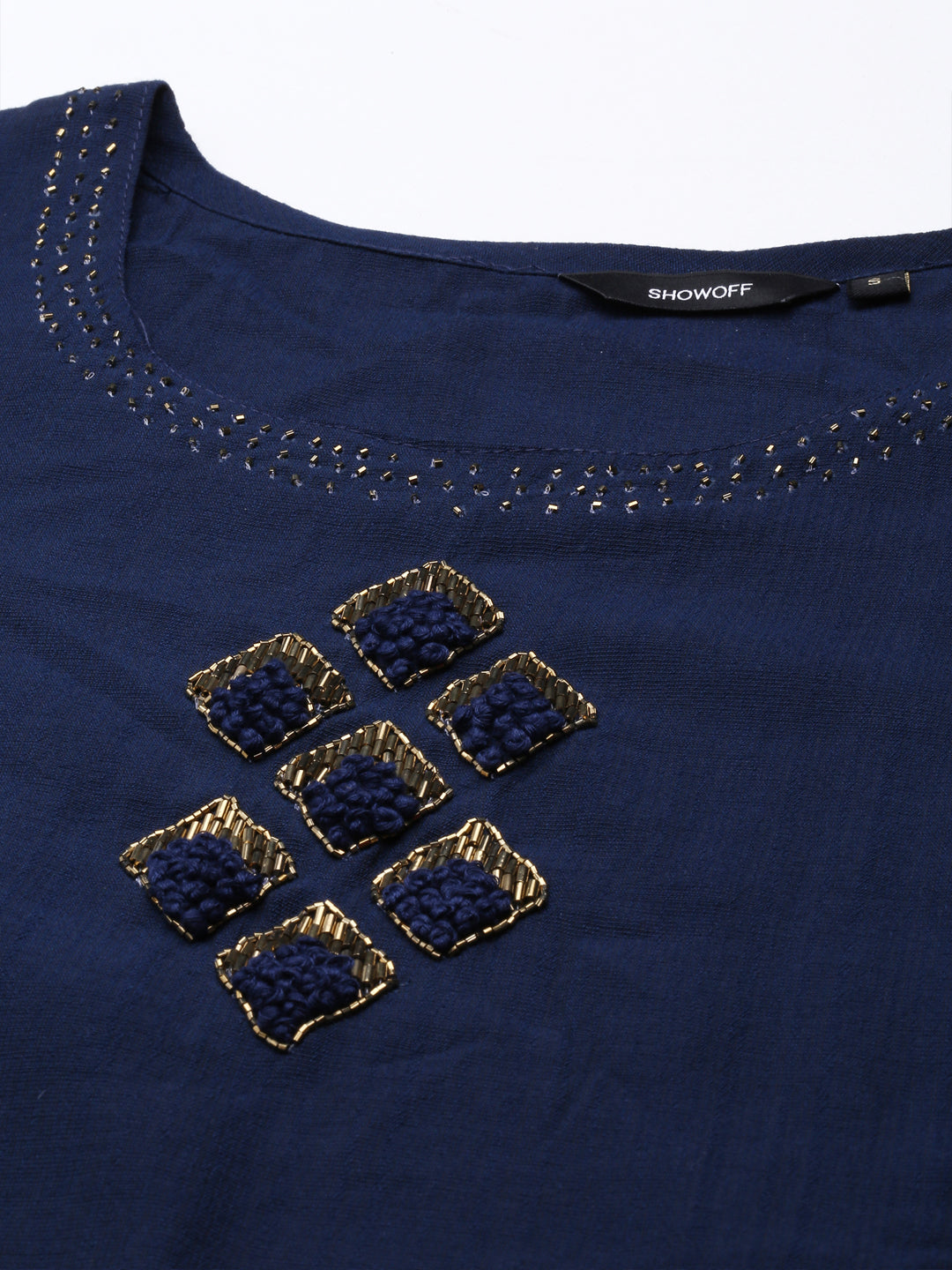 Women's Navy Blue Embroidered Kurta Set