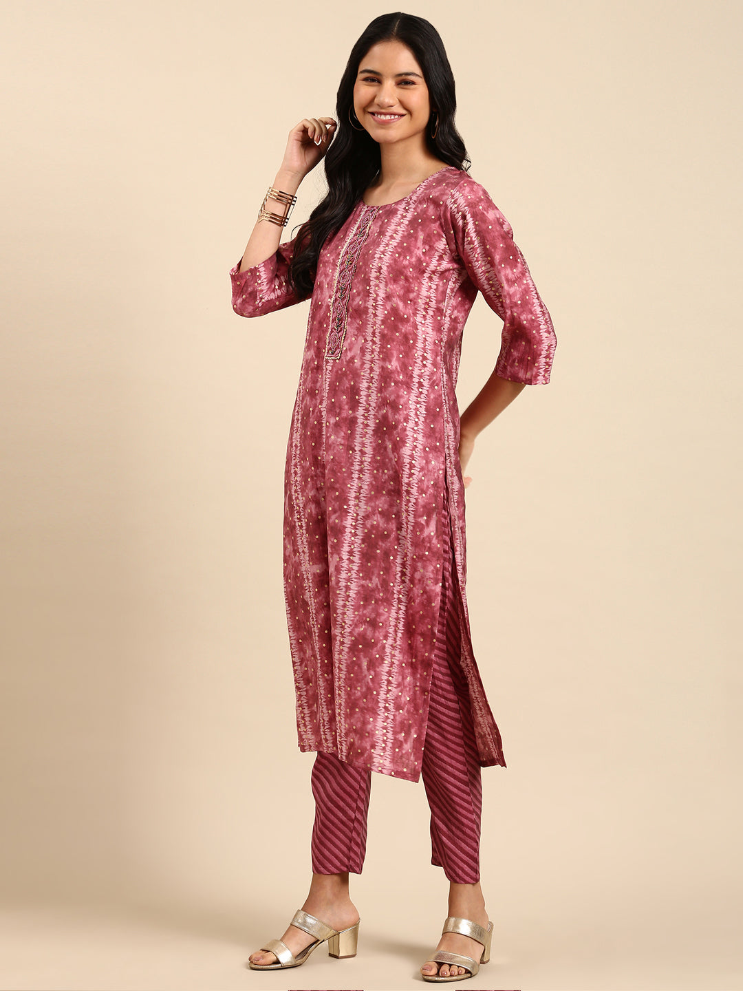 Women's Purple Tie Dye Kurta Set