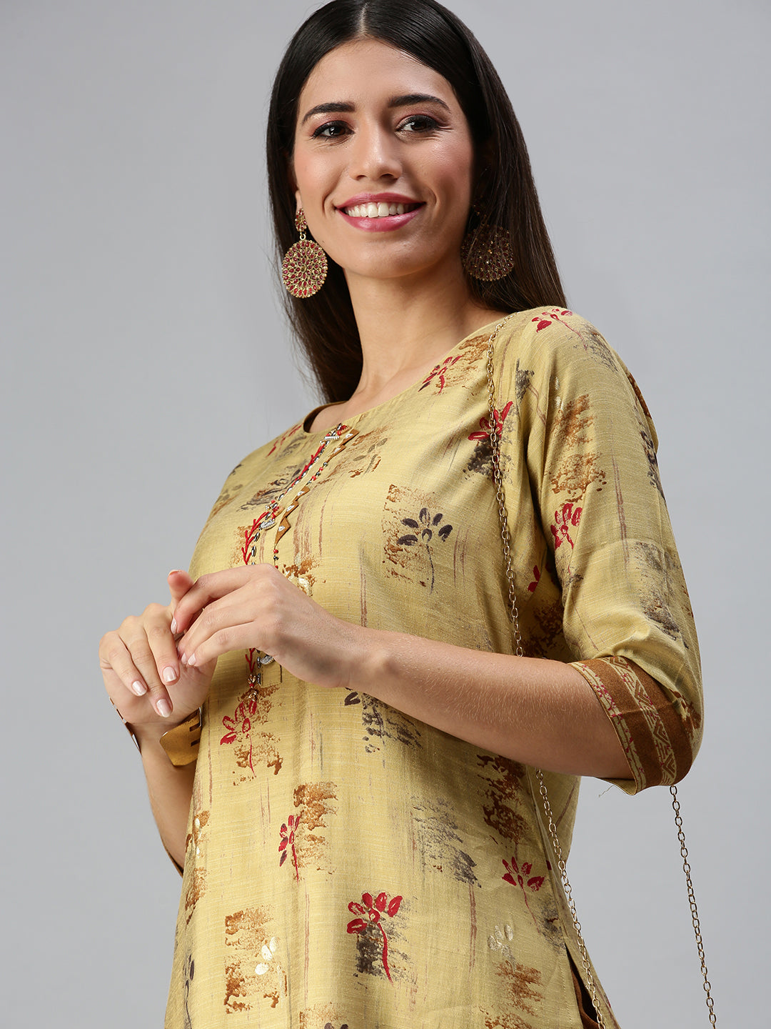 Women's Mustard Printed Kurta Sets