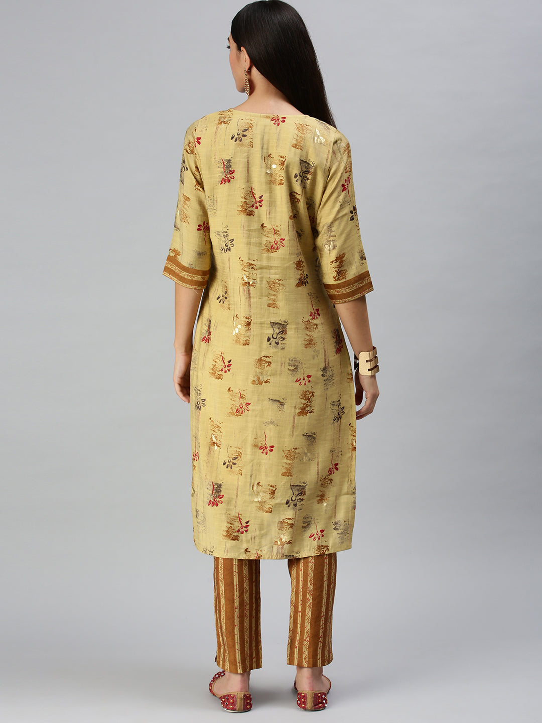 Women's Mustard Printed Kurta Sets