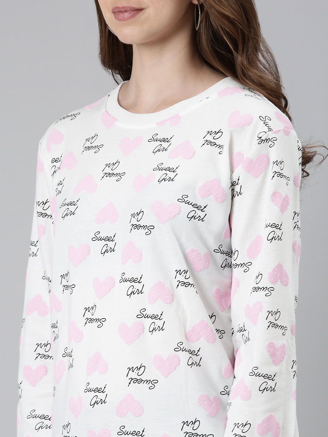 Women White Printed Sweatshirt