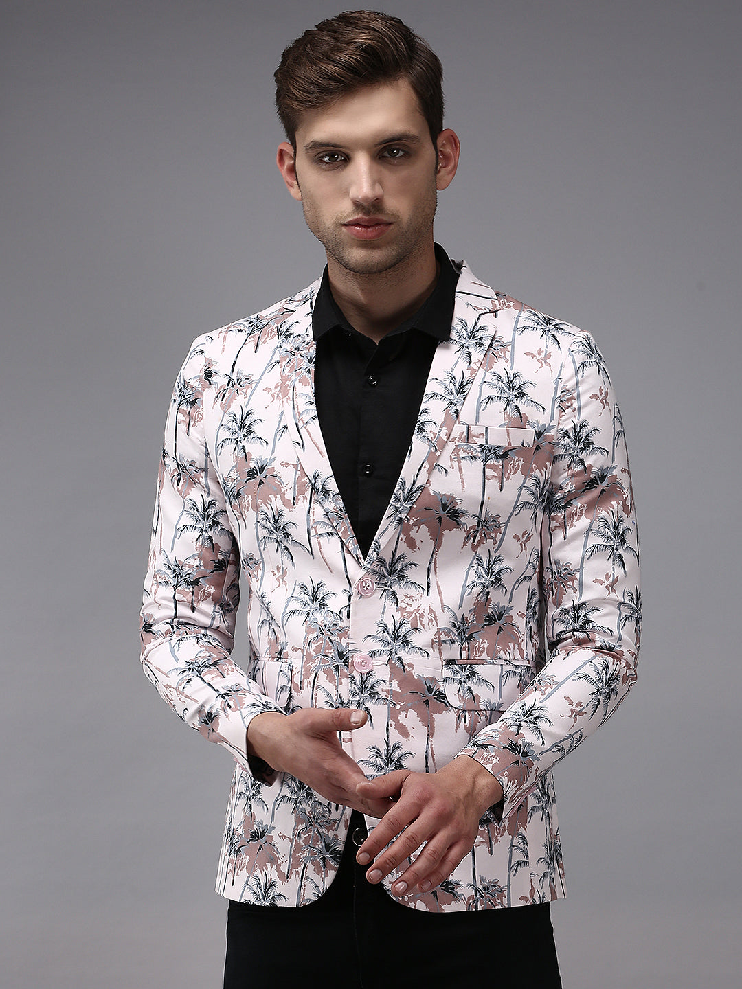 Men Pink Printed Blazer