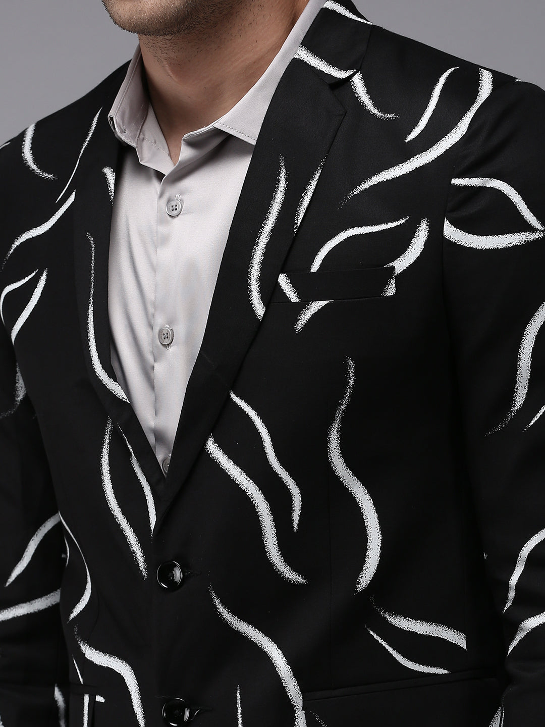 Men Black Printed Blazer