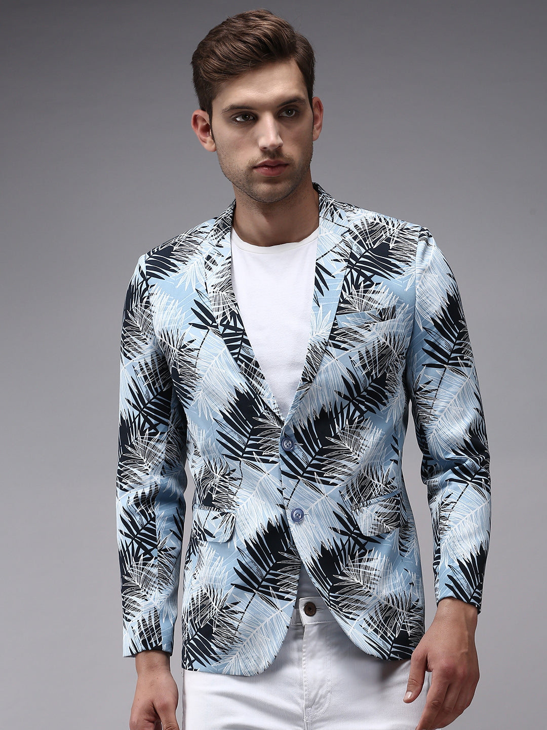 Men Blue Printed Blazer