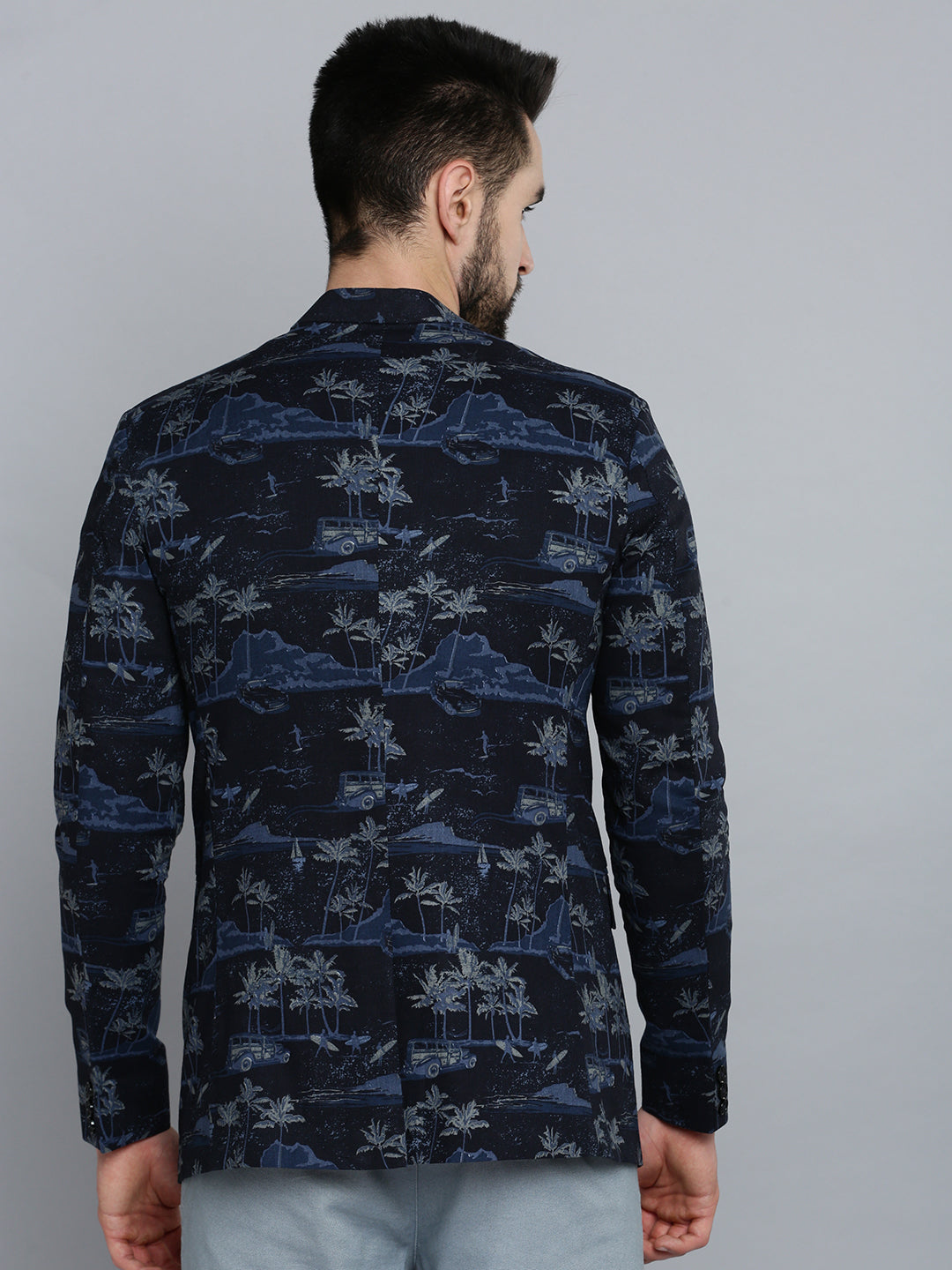 Men Blue Printed Blazer