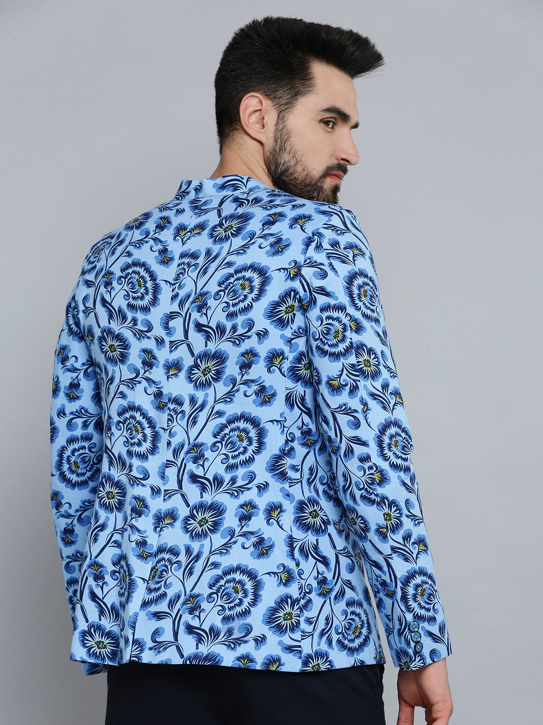 Men Blue Printed Blazer