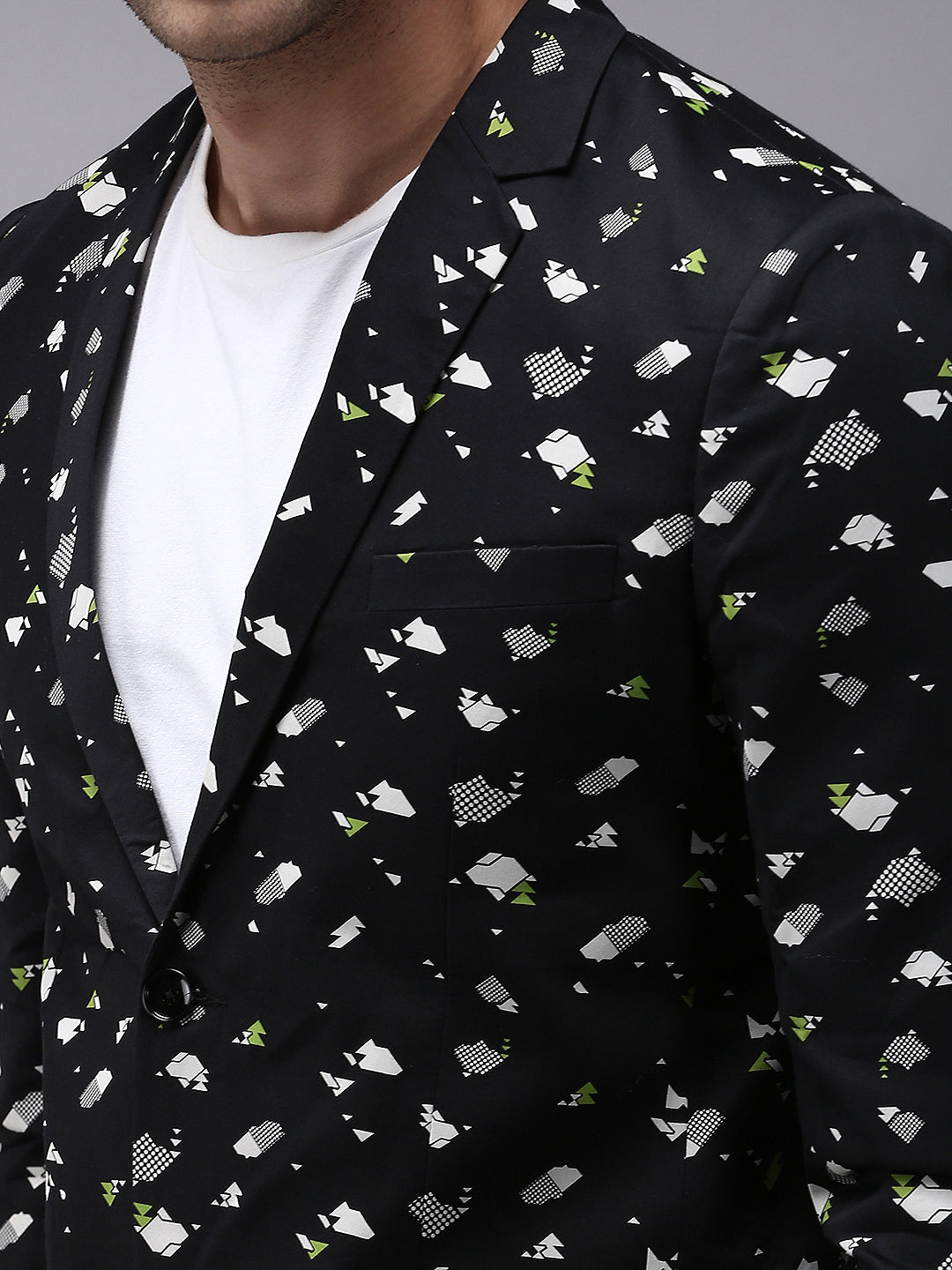 Men Black Printed Blazer