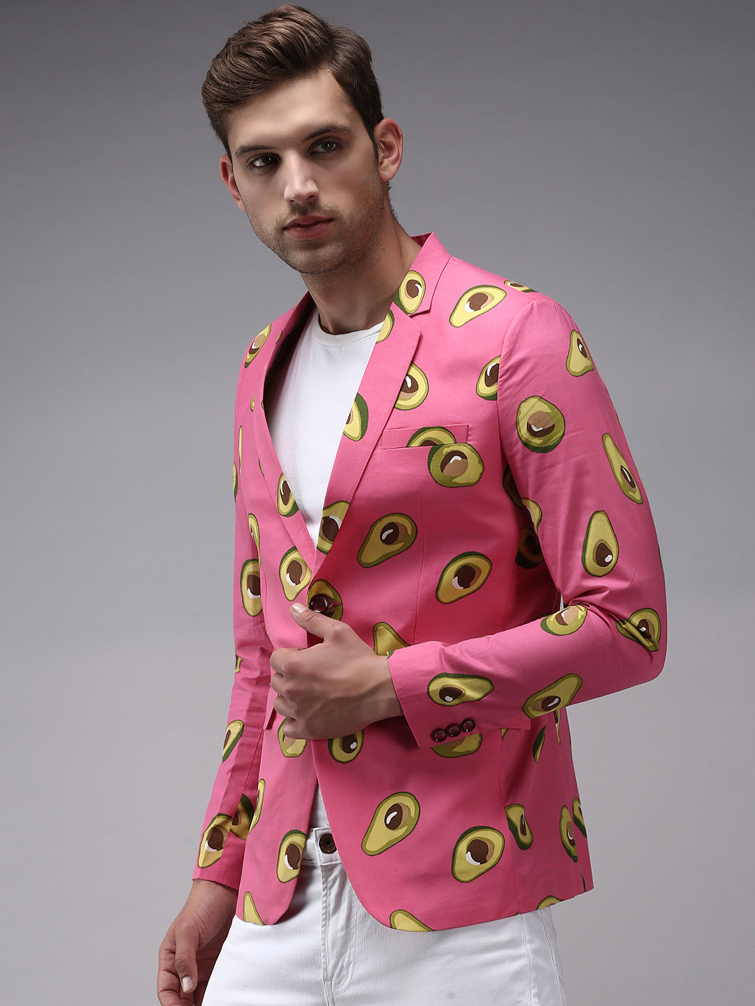 Men Pink Printed Blazer