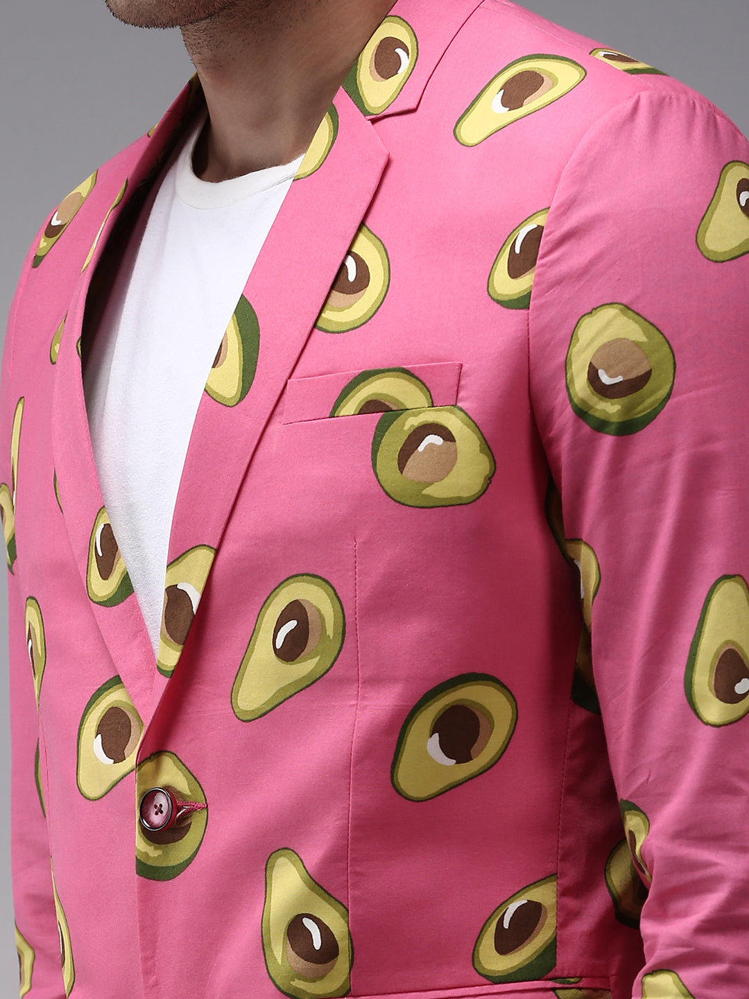 Men Pink Printed Blazer
