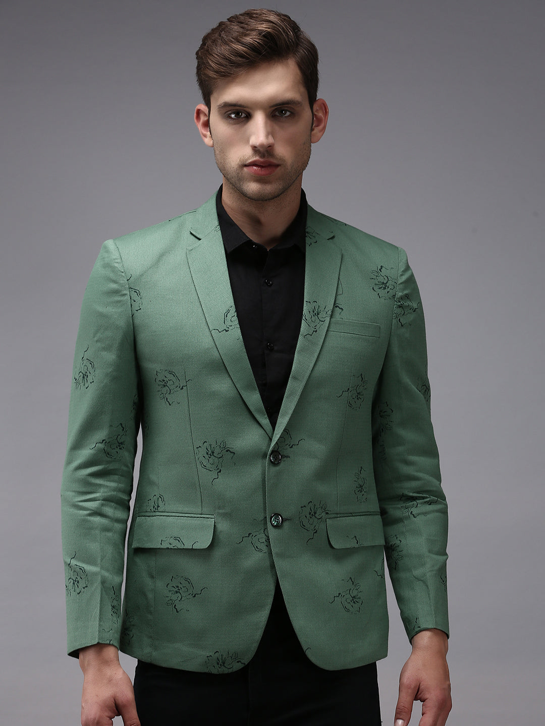 Men Green Printed Blazer