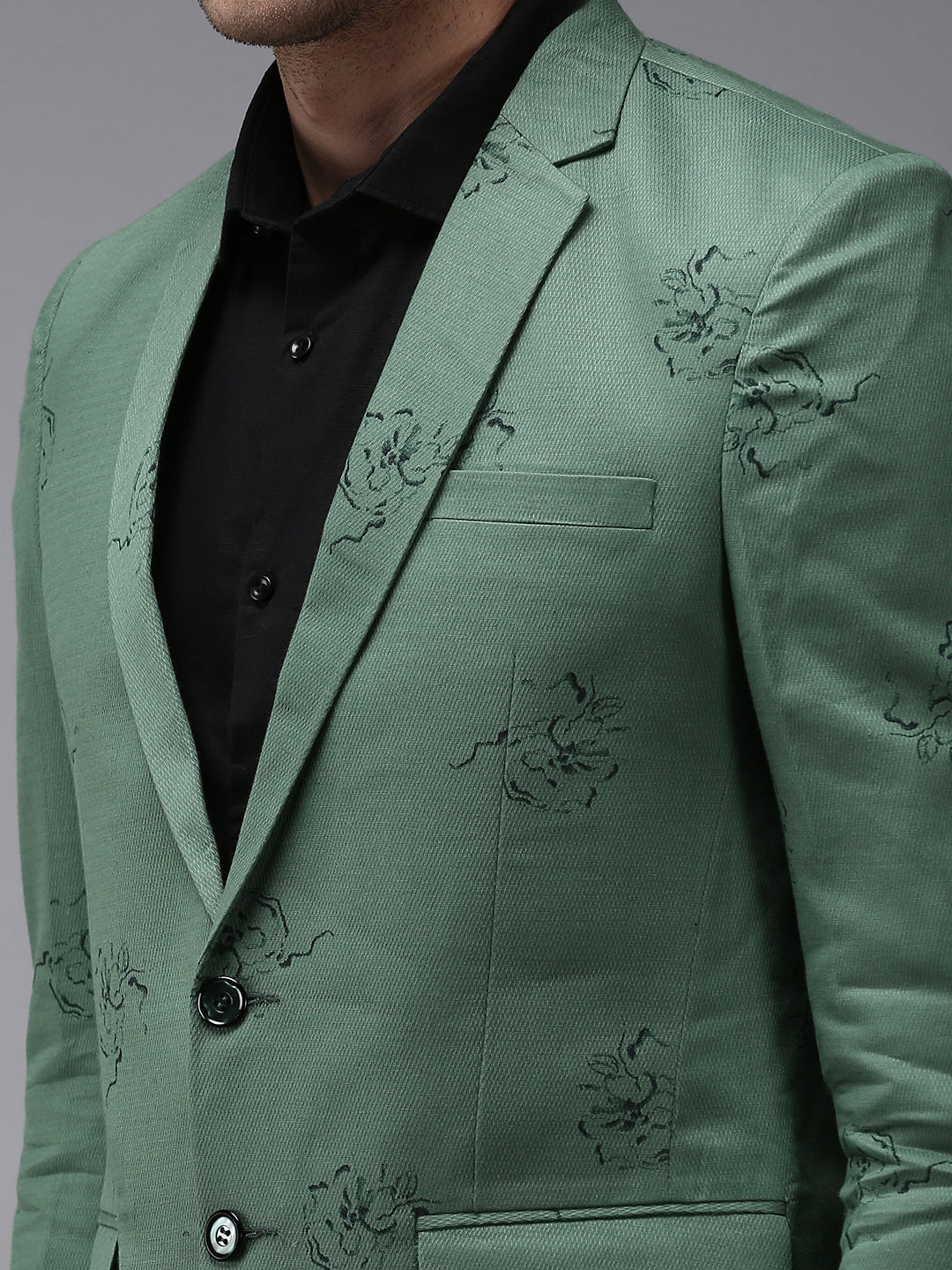 Men Green Printed Blazer