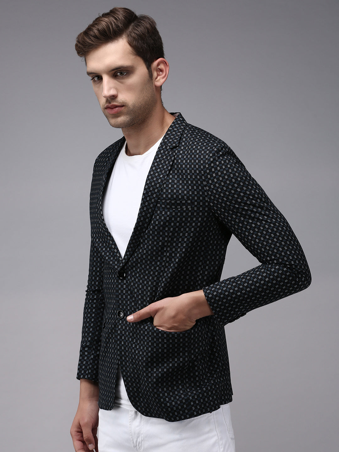 Men Black Printed Blazer