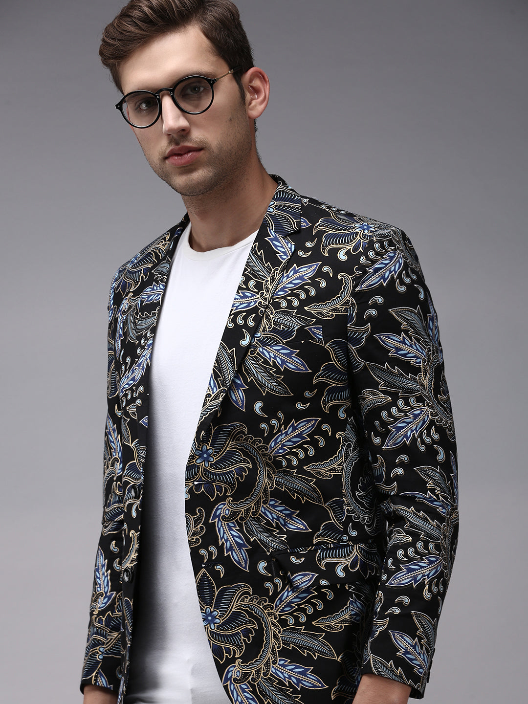 Men Black Printed Blazer