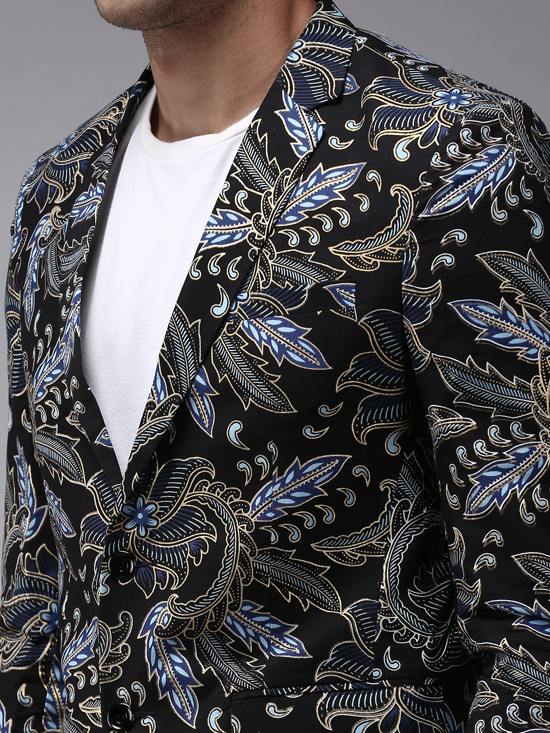 Men Black Printed Blazer