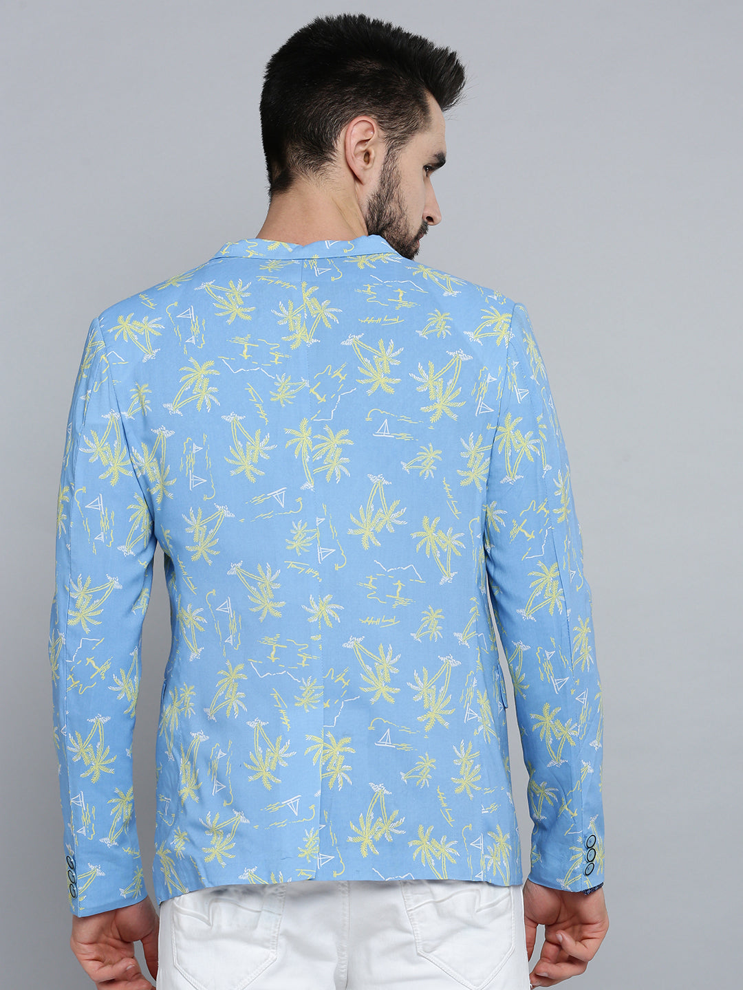 Men Blue Printed Blazer