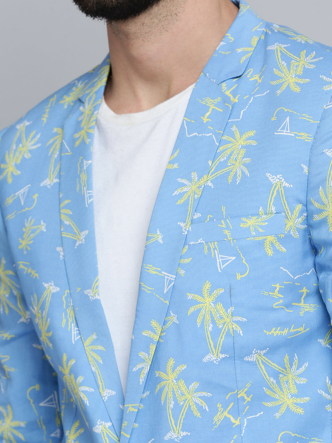 Men Blue Printed Blazer