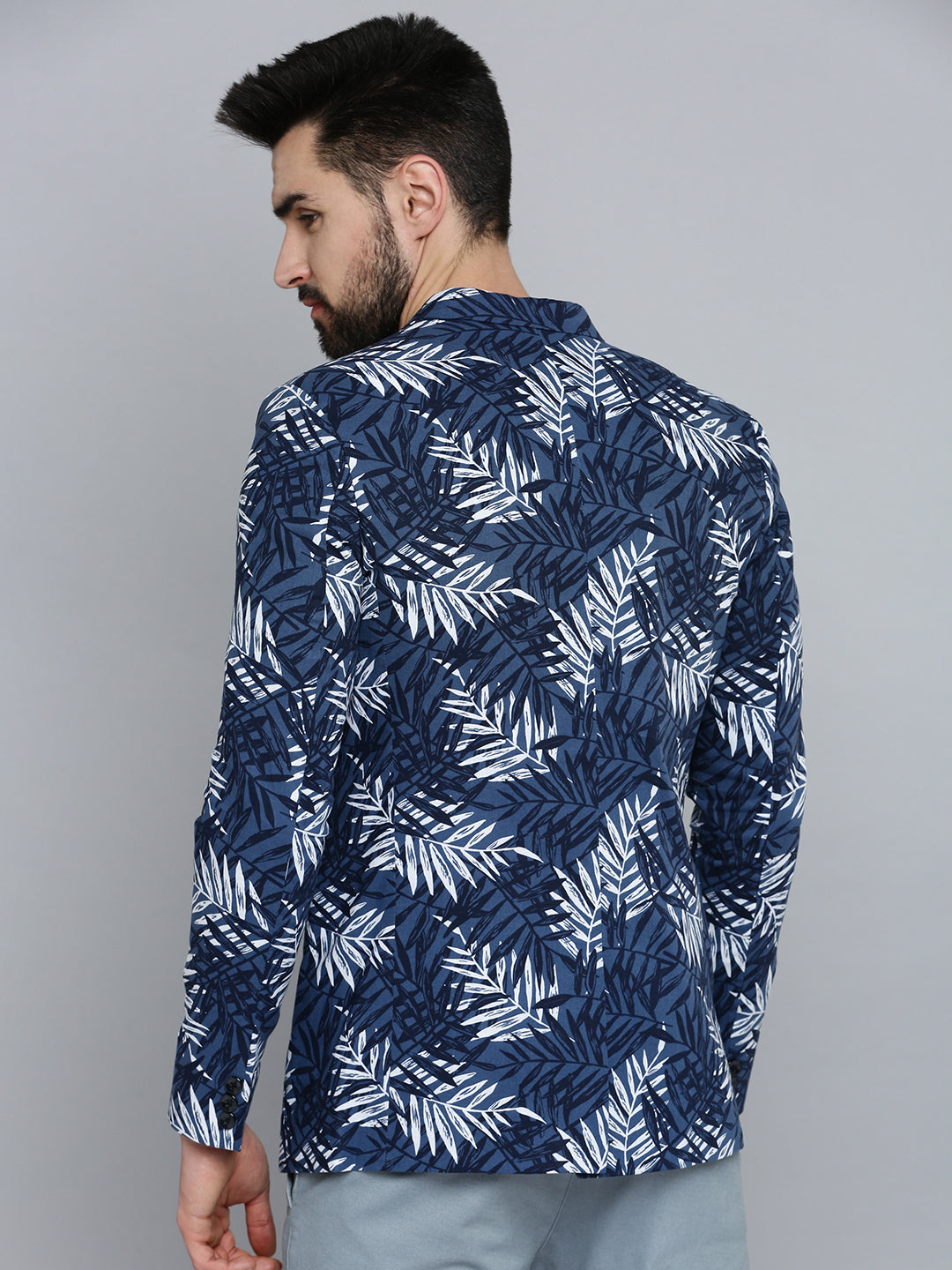 Men Blue Printed Blazer