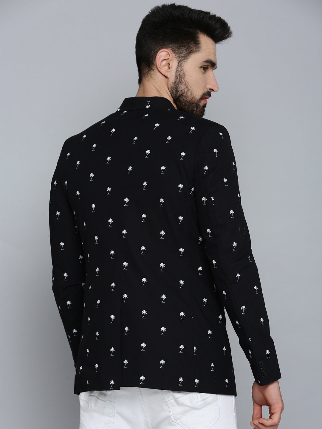 Men Black Printed Blazer