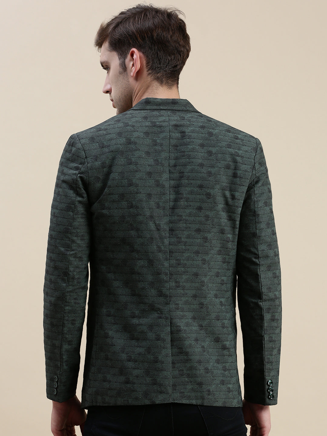 Men Green Printed Casual Blazer