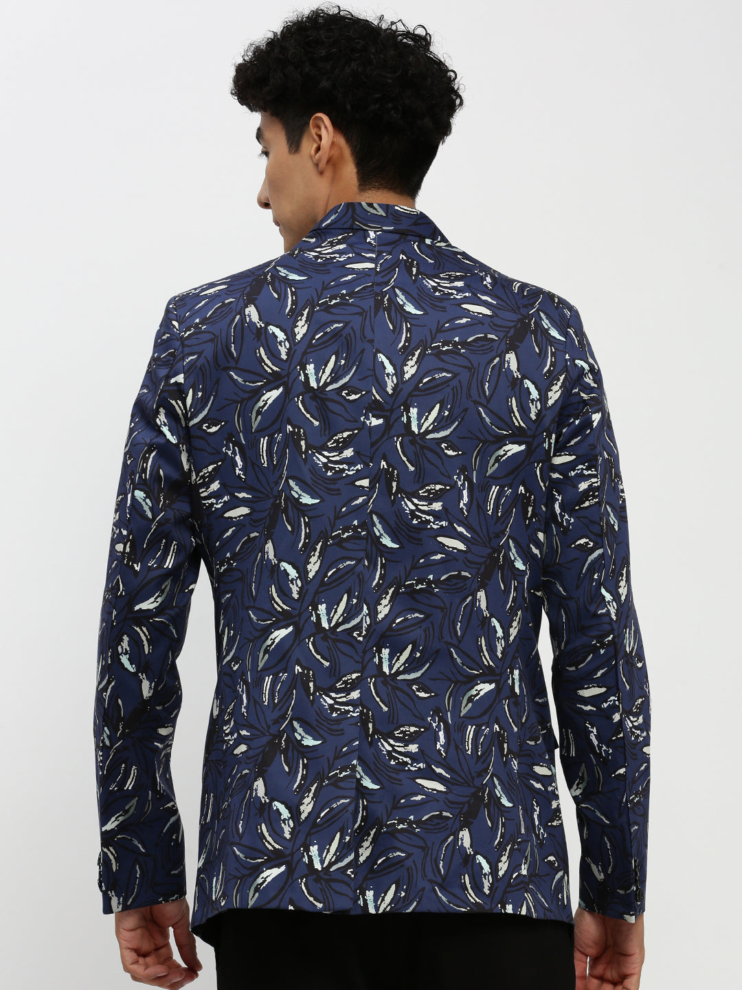 Men Navy Printed Blazer