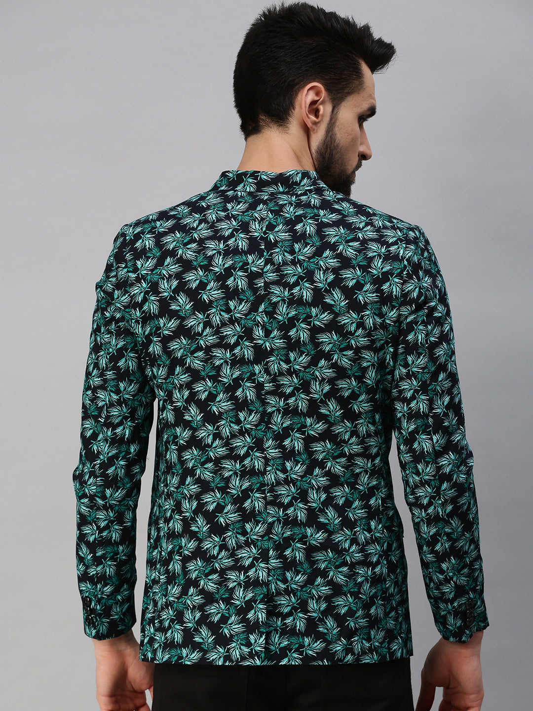 Men Green Printed Party Blazers