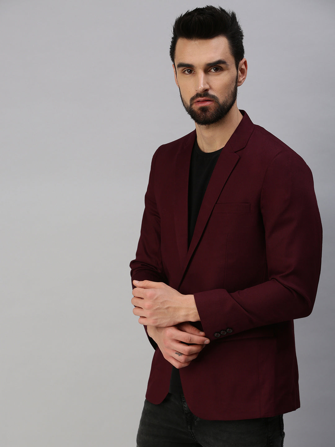 Men Red Solid Party Blazers