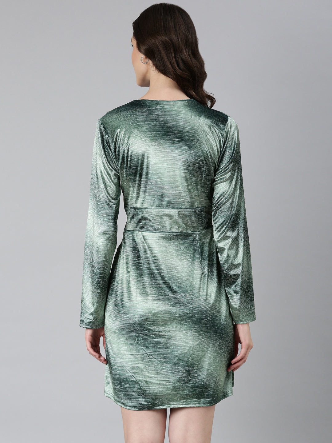 Women Green Printed Wrap Dress