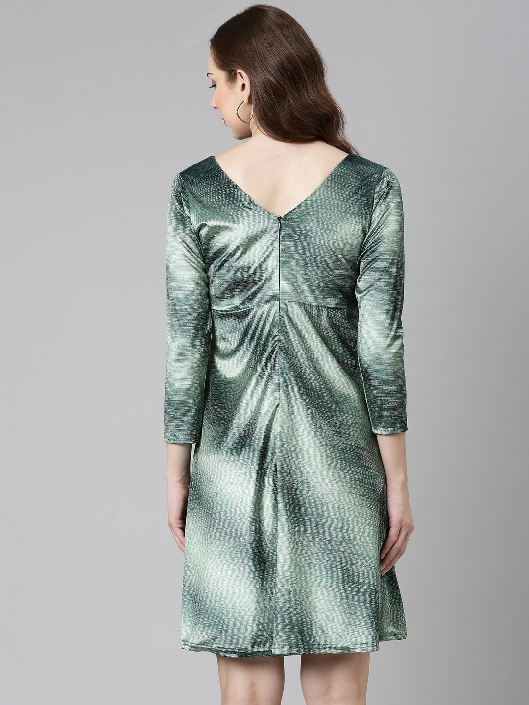 Women Green Printed Fit and Flare Dress