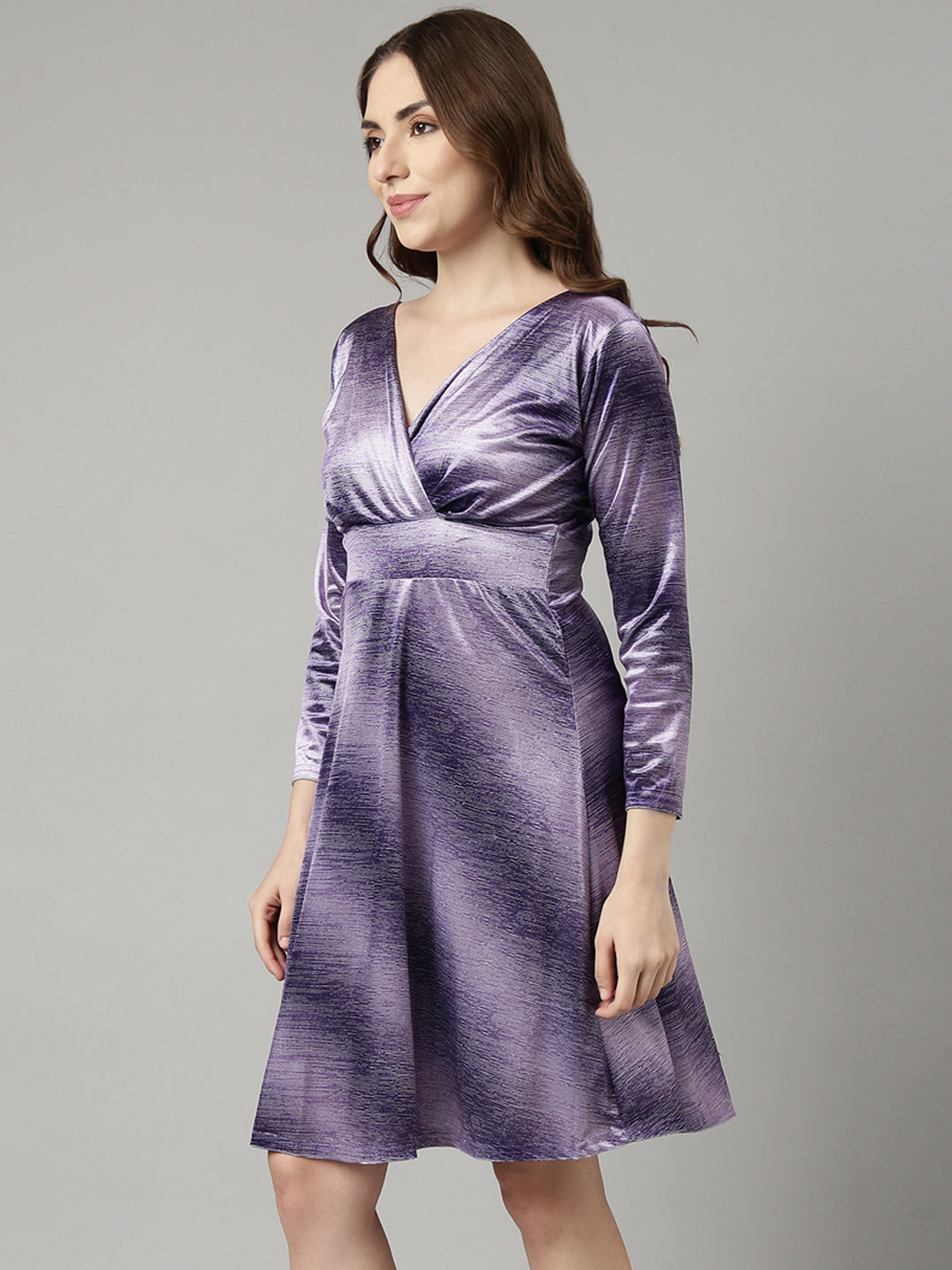 Women Lavender Tie and Dye A-Line Dress