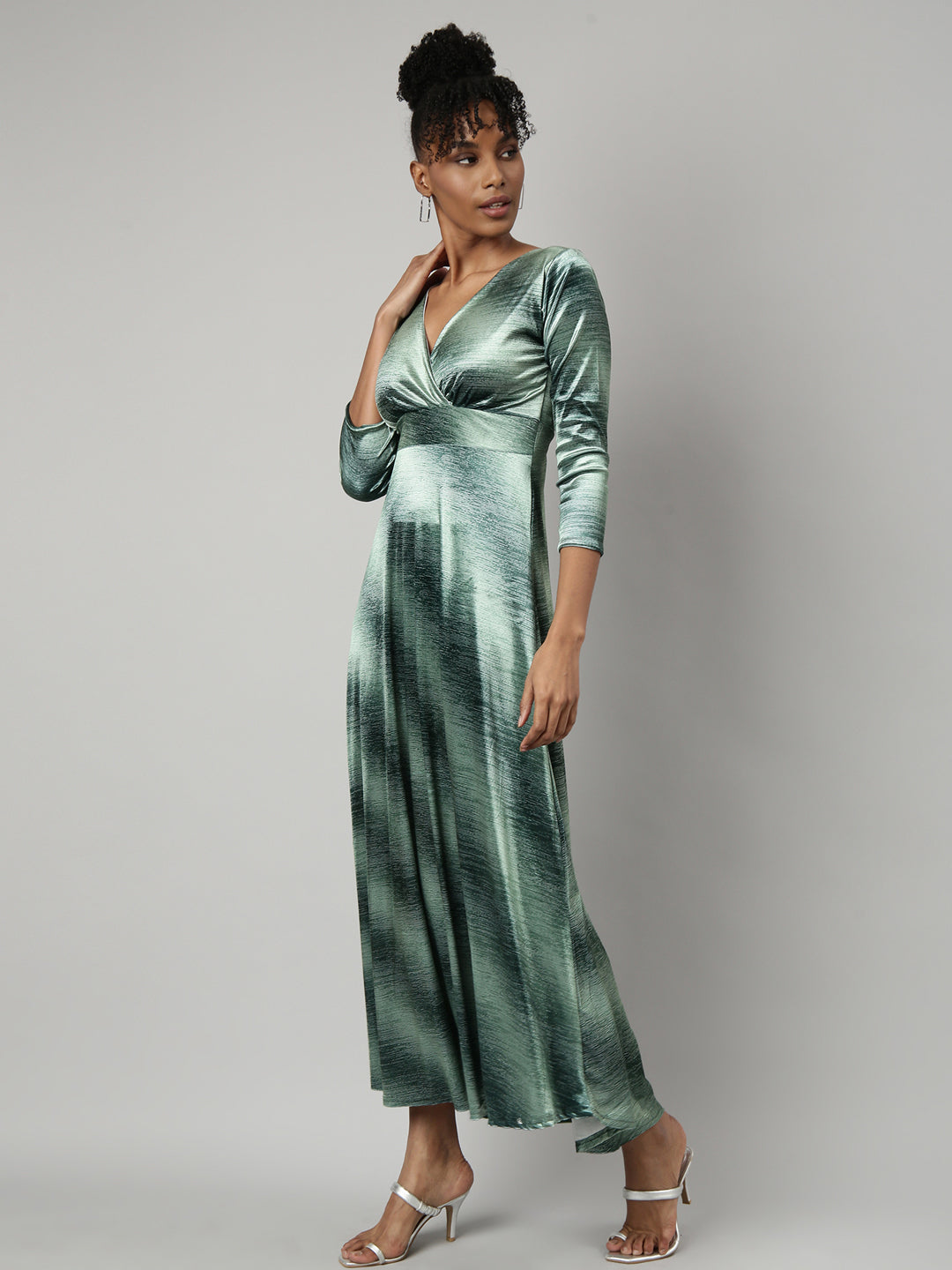 Women Green Tie and Dye Fit and Flare Dress