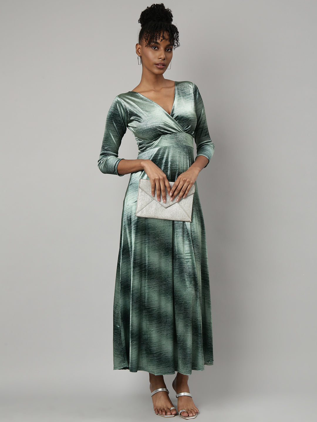 Women Green Tie and Dye Fit and Flare Dress