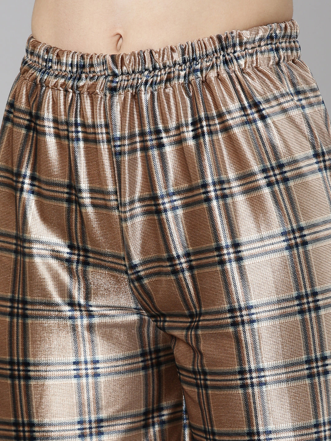 Women Brown Checked Co-Ords