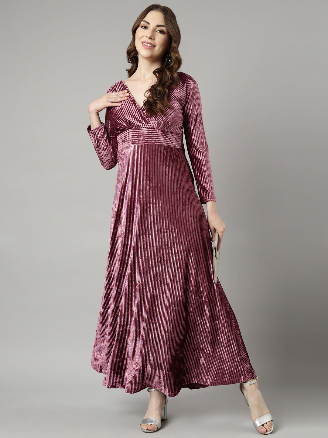 Women Pink Solid Maxi Dress