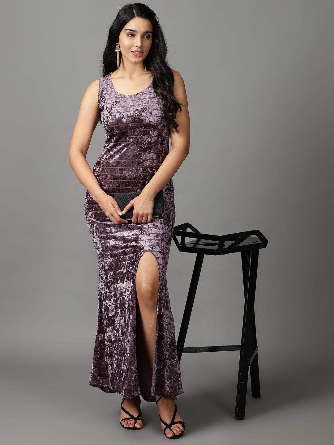 Women's Violet Embellished Maxi Dress