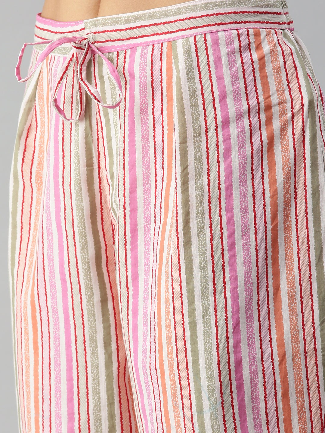Women's Pink Striped Kurta Sets