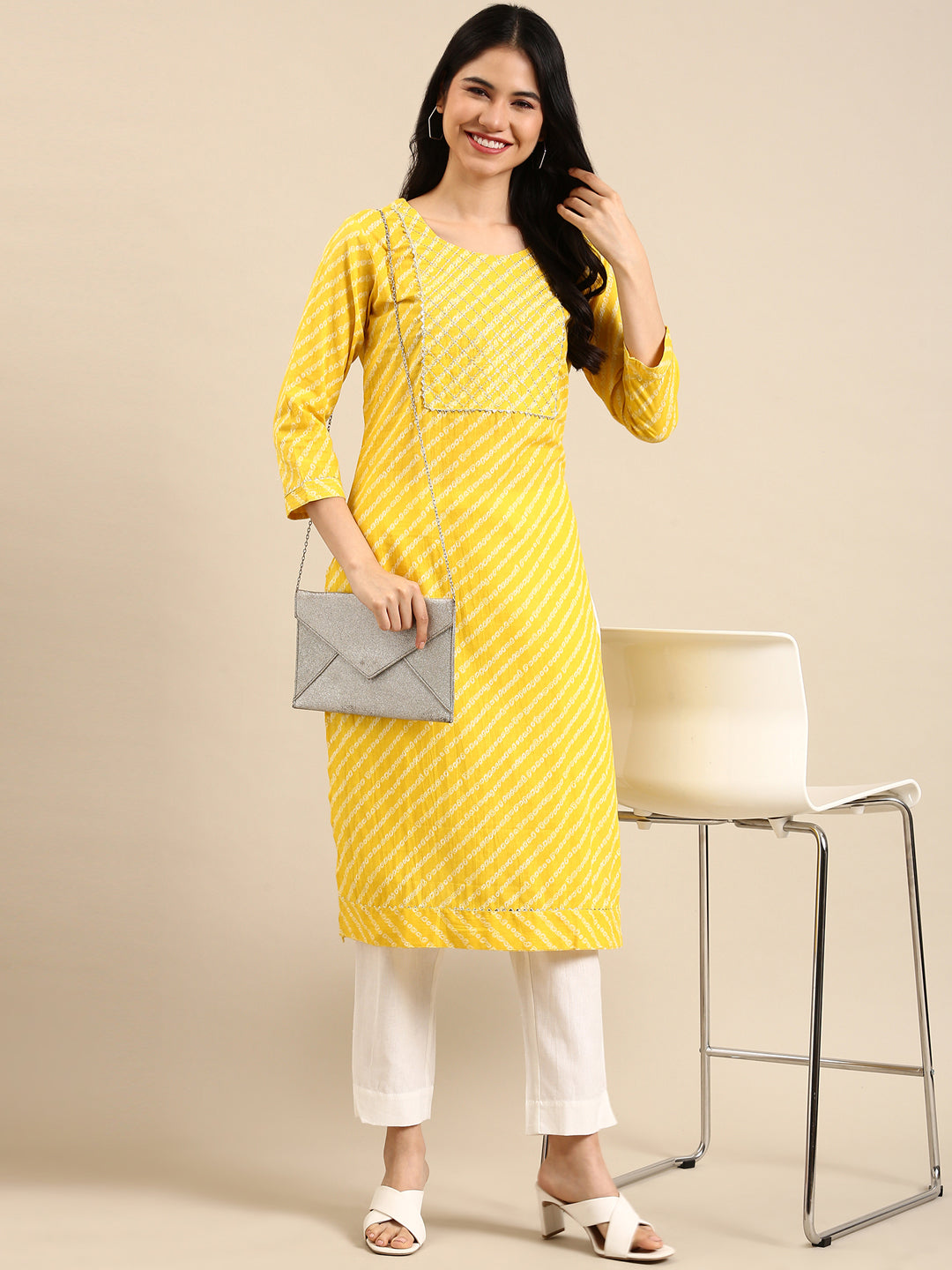 Women's Yellow Solid Kurta Set