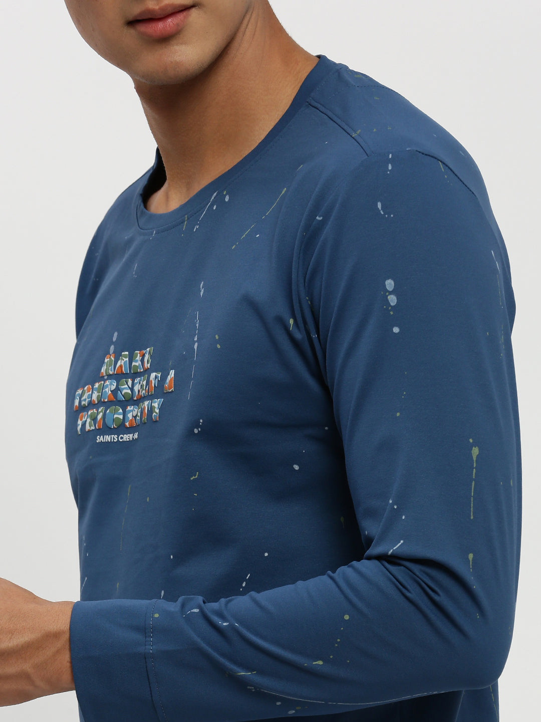 Men Blue Typographic Sweatshirt