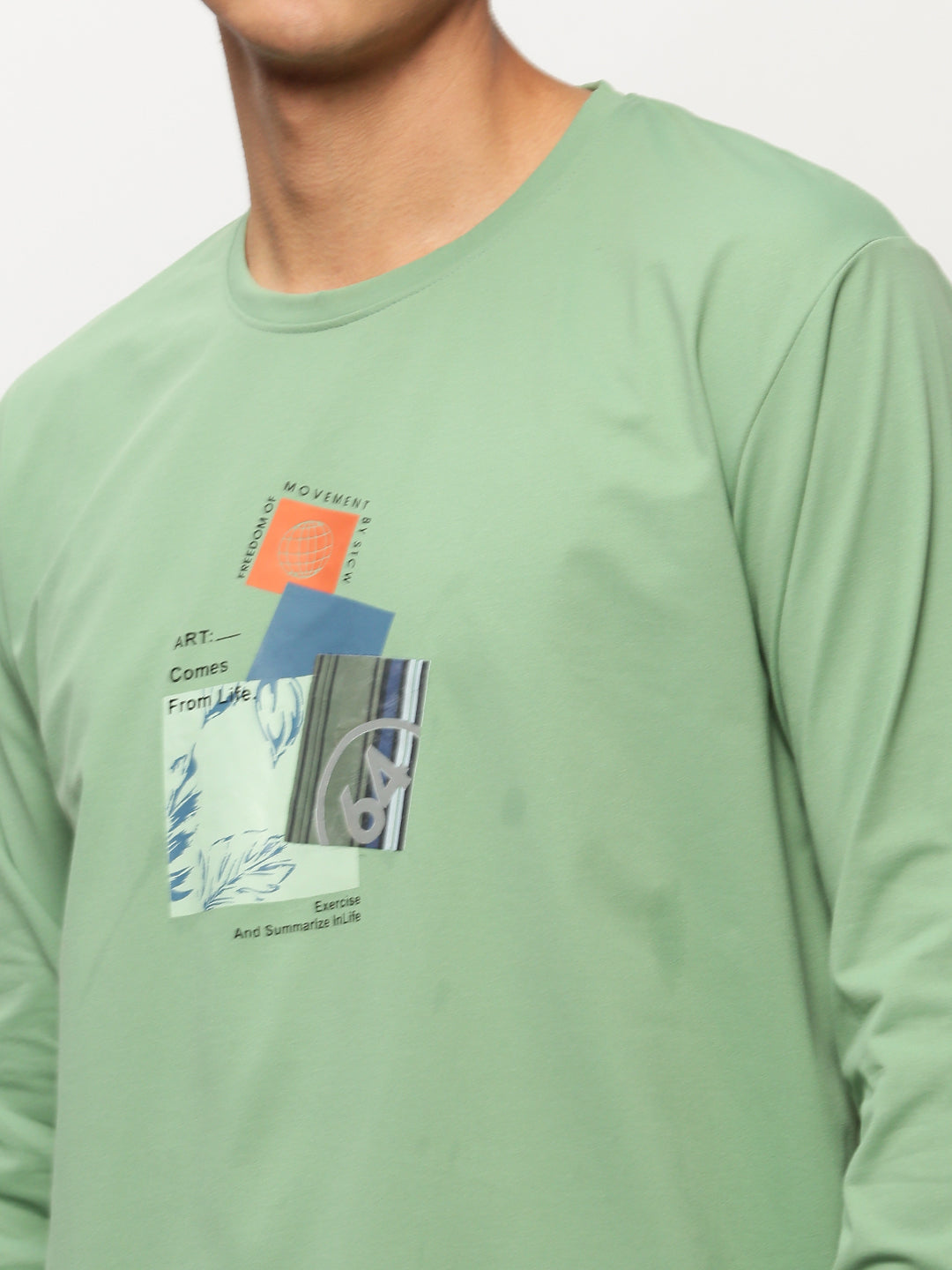 Men Green Graphics Casual Sweatshirts