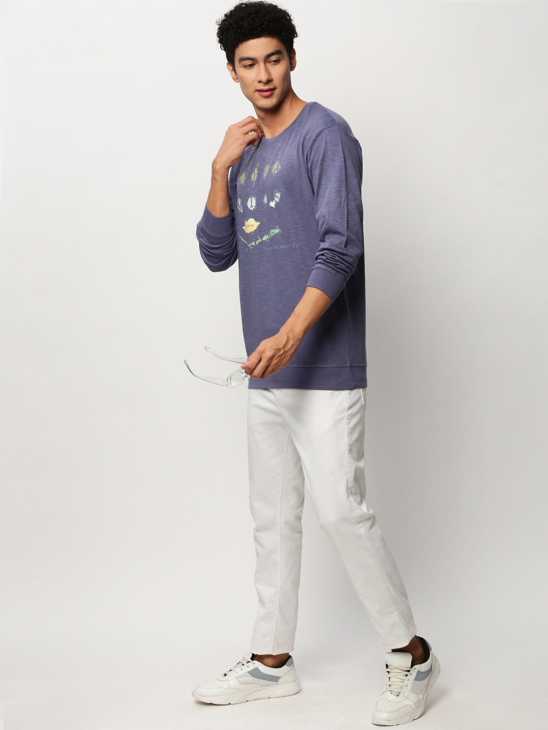 Men Purple Typographic Casual Sweatshirts