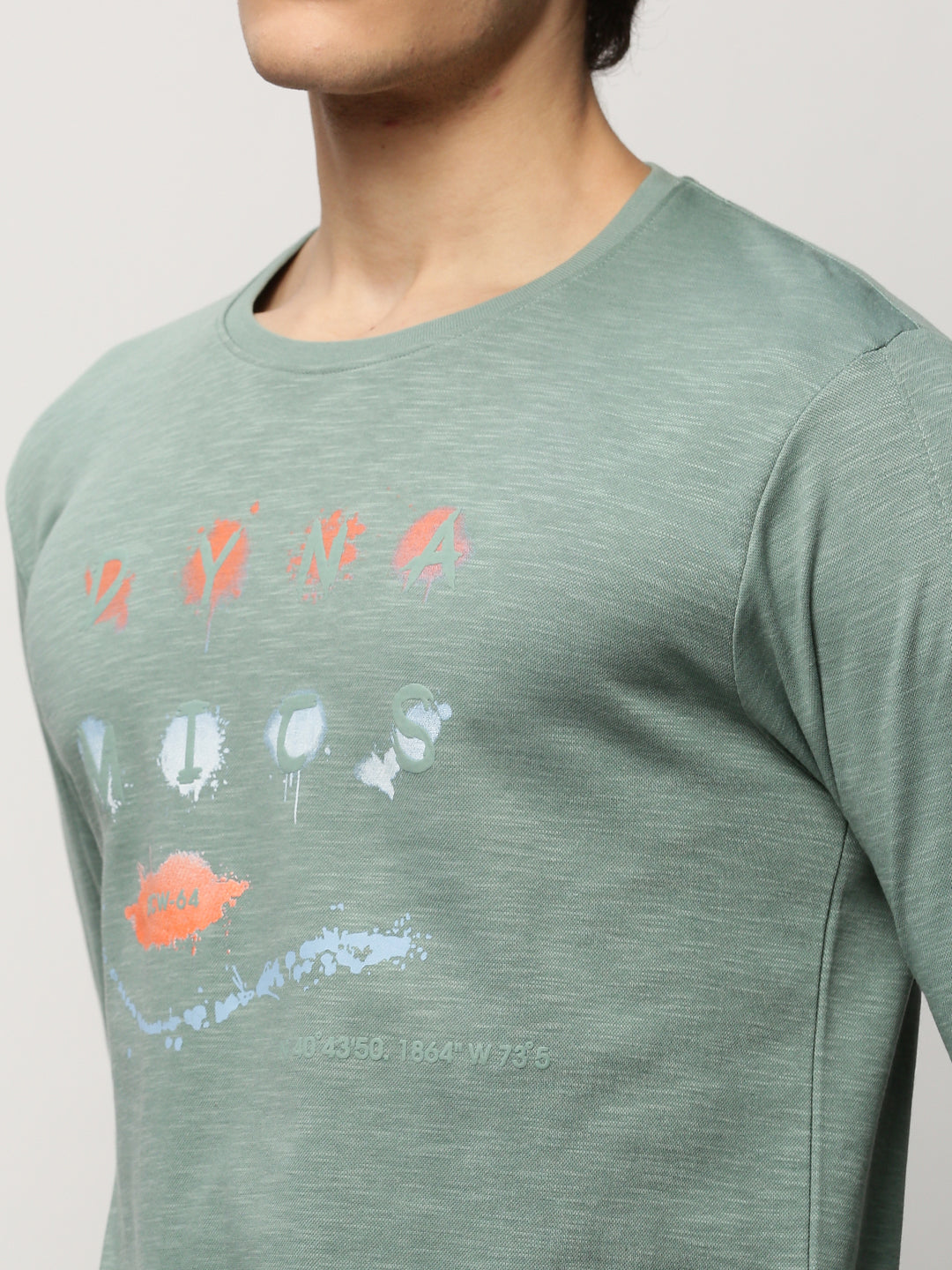 Men Green Typographic Casual Sweatshirts