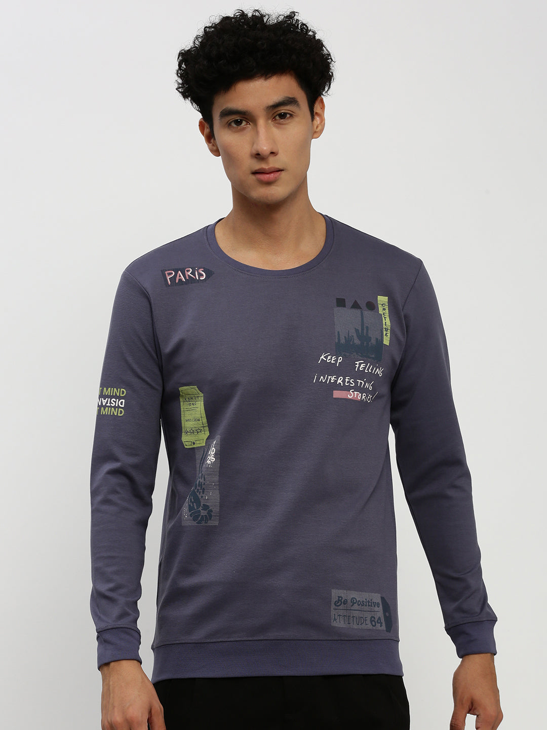 Men Navy Typographic Sweatshirt