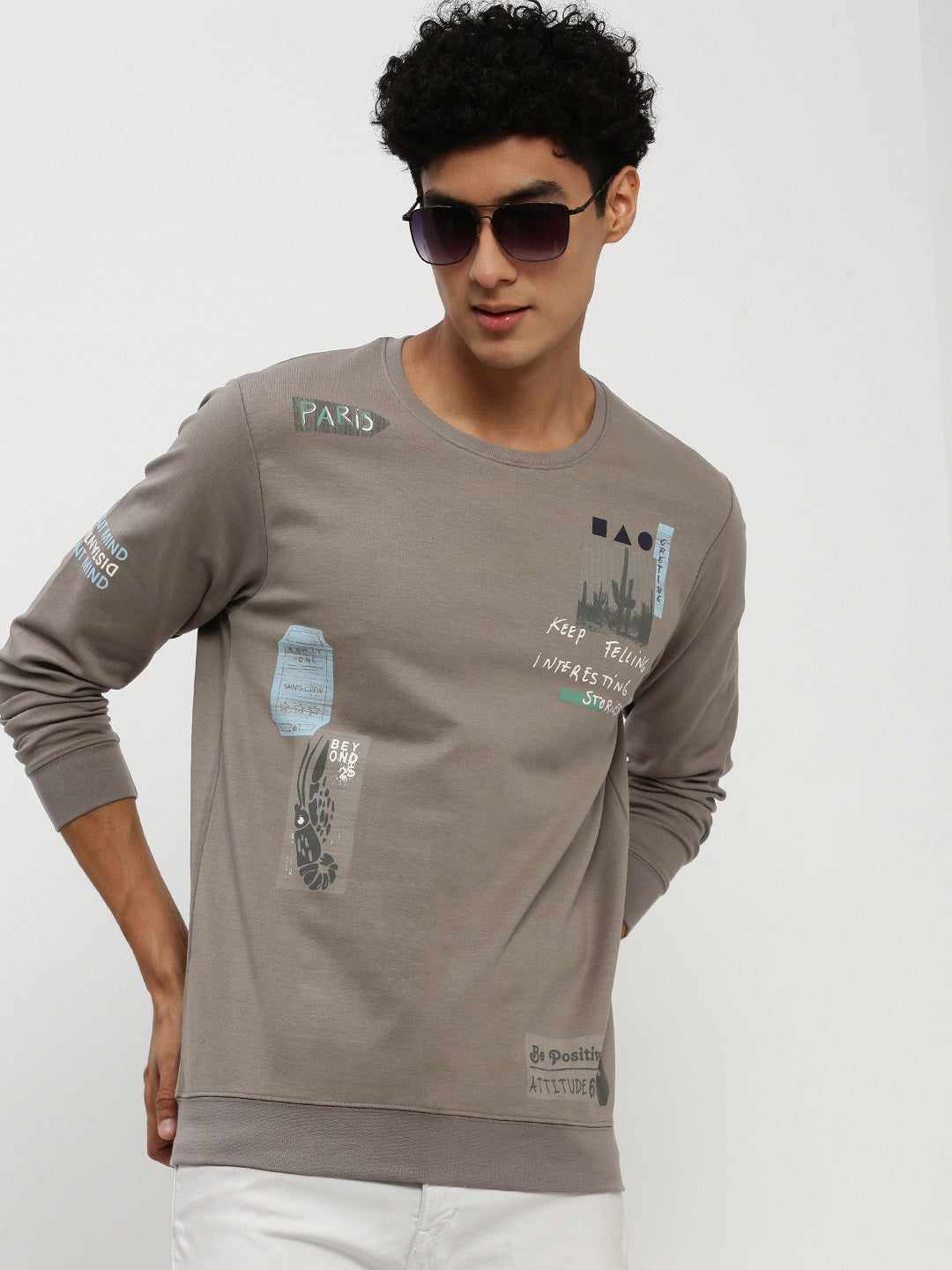 Men Grey Typographic Sweatshirt