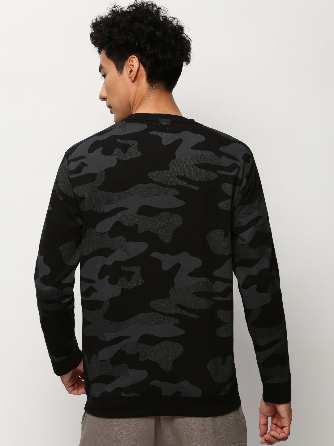 Men Black Camouflage Casual Sweatshirts
