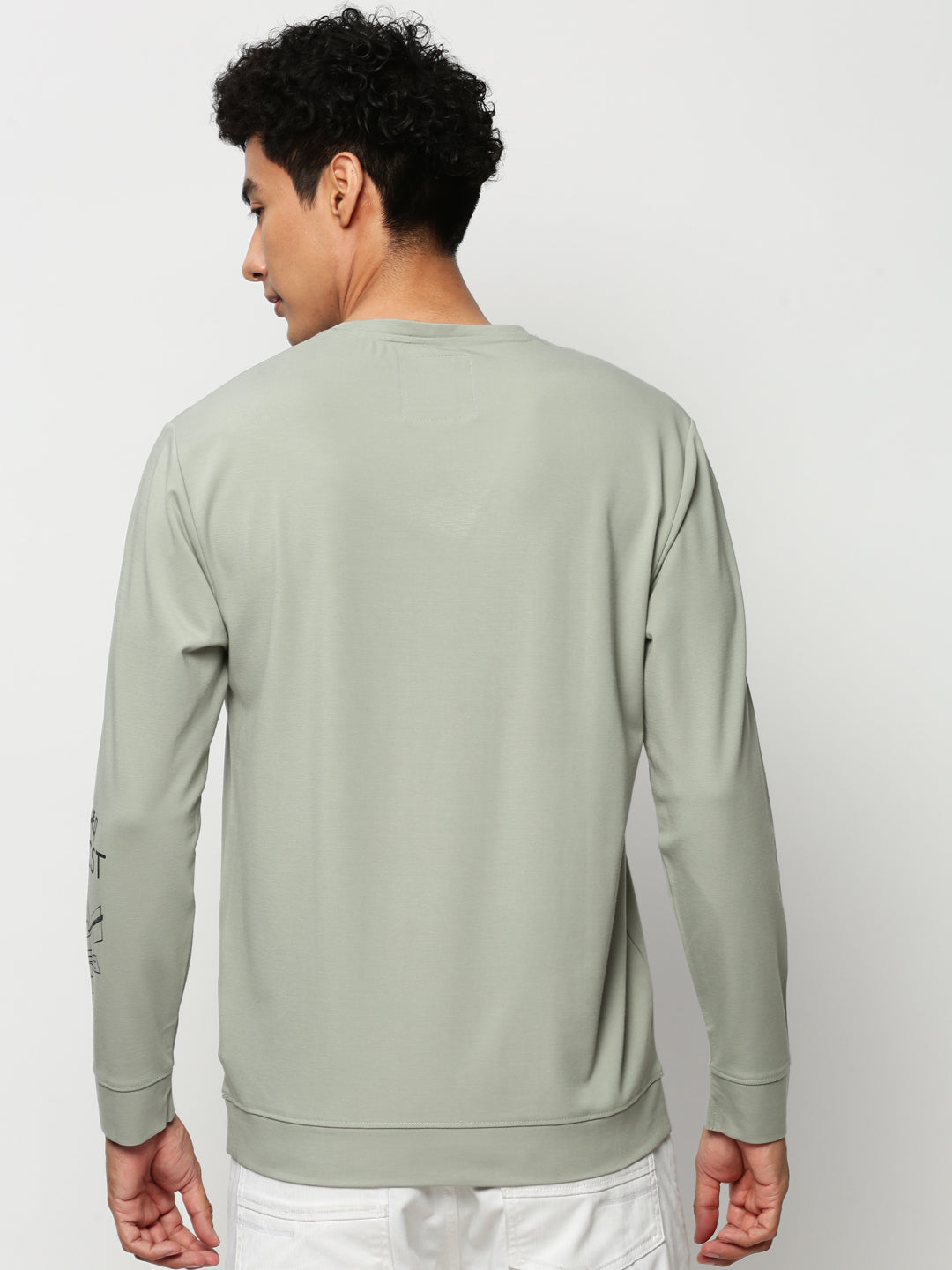 Men Green Typographic Casual Sweatshirts