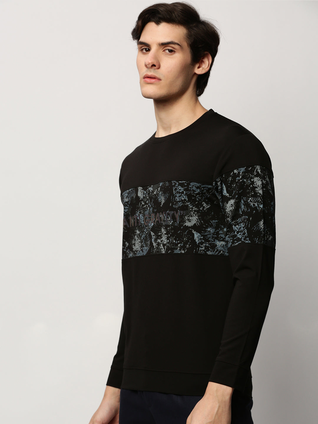 Men Black Printed Casual Sweatshirts
