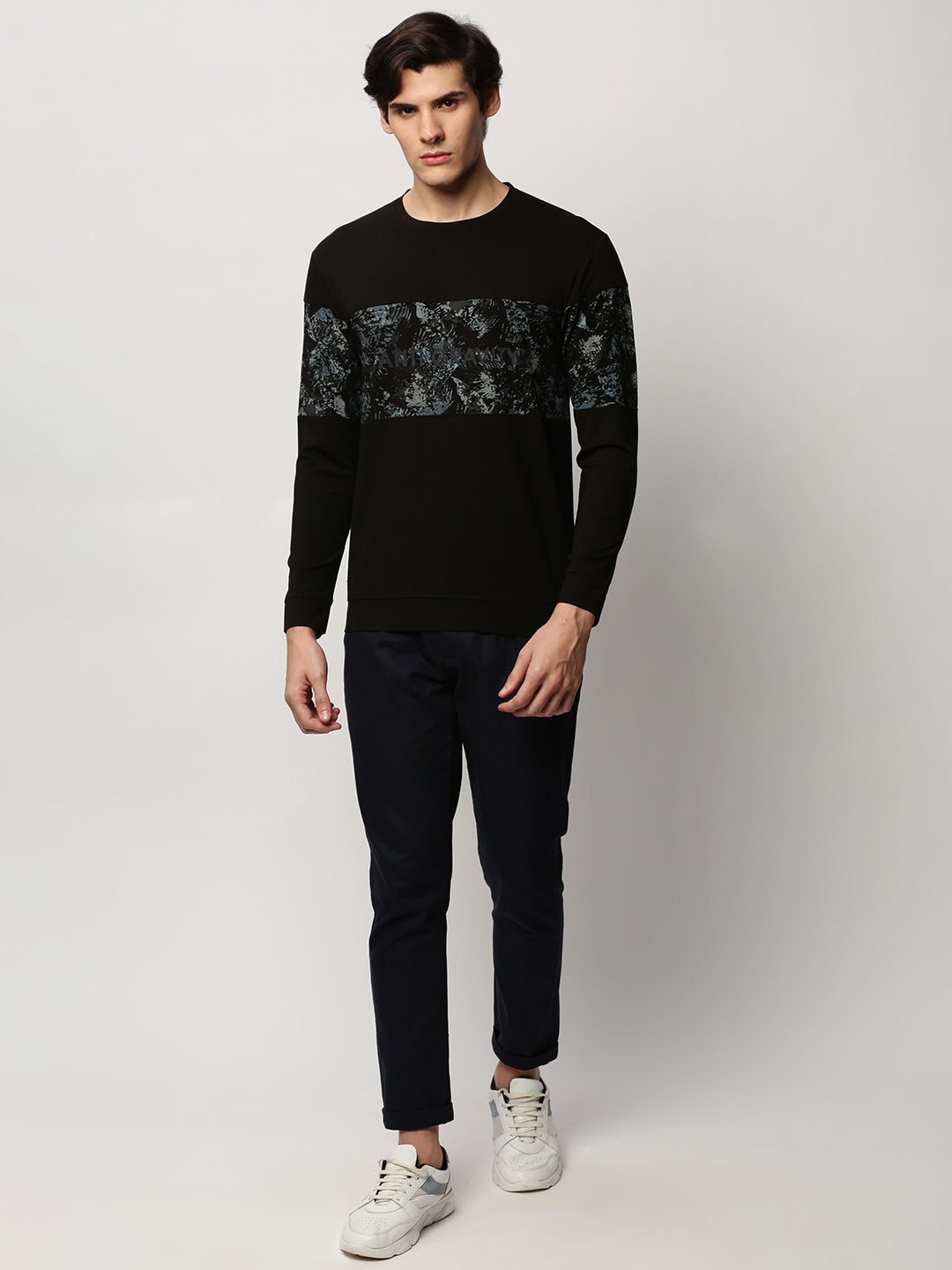 Men Black Printed Casual Sweatshirts