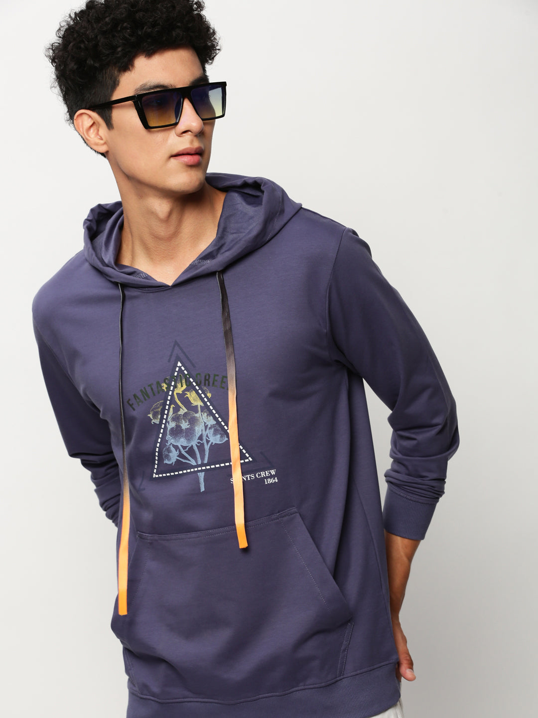 Men Purple Graphics Casual Sweatshirts